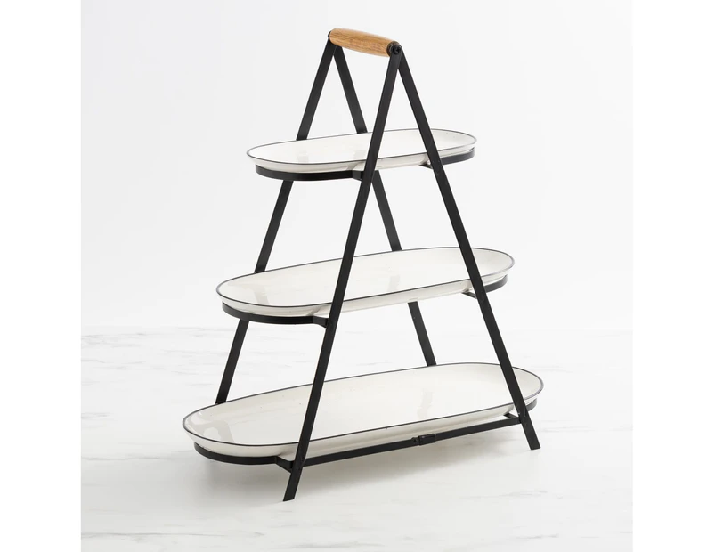 Salisbury & Co Mona 3 Tier Serving Tower White with Black Speckle