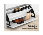 Shoe Cabinet Bench Shoes Organiser Storage Rack Cupboard White 15 Pairs