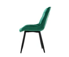 Set of 2 Starlyn Dining Chairs Kitchen Chairs Velvet Padded Seat Green