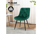 Set of 2 Starlyn Dining Chairs Kitchen Chairs Velvet Padded Seat Green