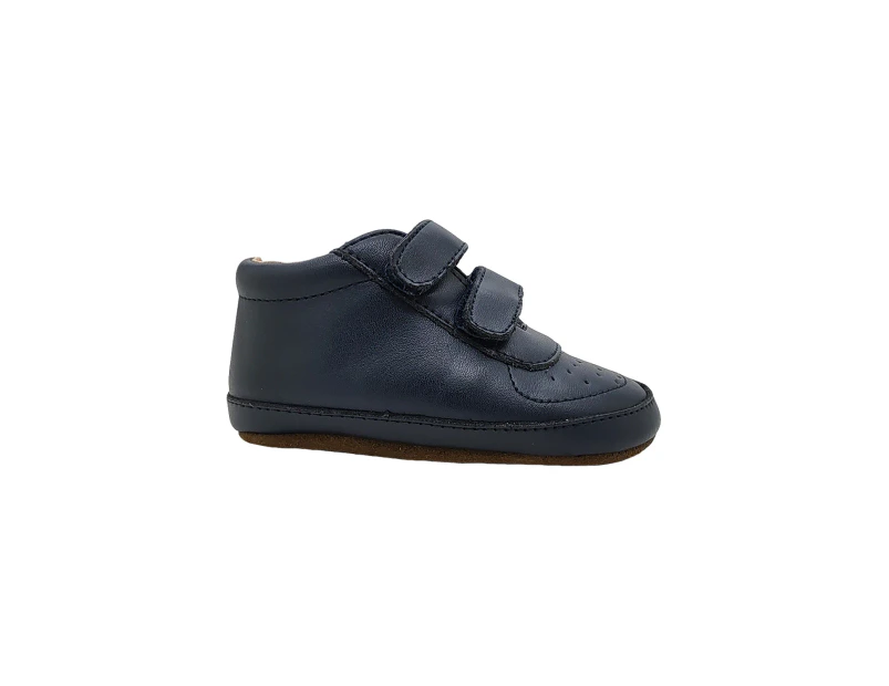 Grosby Little Step Baby Toddler Boys Pre Walker Leather Hook and Loop Straps - Navy