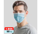 50Pk 3 Layer Protective Disposable Single Packing Face Masks - Blue