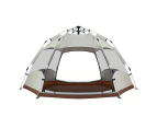 5 Person Pop Up Tent Beach Shelter Camping Instant Dome Family Shade Hiking Sun Rain Picnic Outdoor Waterproof 270x270x150cm Creamy white