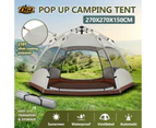 5 Person Pop Up Tent Beach Shelter Camping Instant Dome Family Shade Hiking Sun Rain Picnic Outdoor Waterproof 270x270x150cm Creamy white