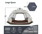 5 Person Pop Up Tent Beach Shelter Camping Instant Dome Family Shade Hiking Sun Rain Picnic Outdoor Waterproof 270x270x150cm Creamy white