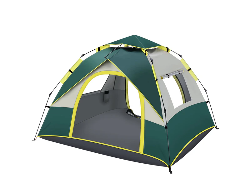 OGL 3 Person Tent Camping Pop Up Instant Beach Sun Shade Shelter Family Waterproof 215x200x141cm Green White