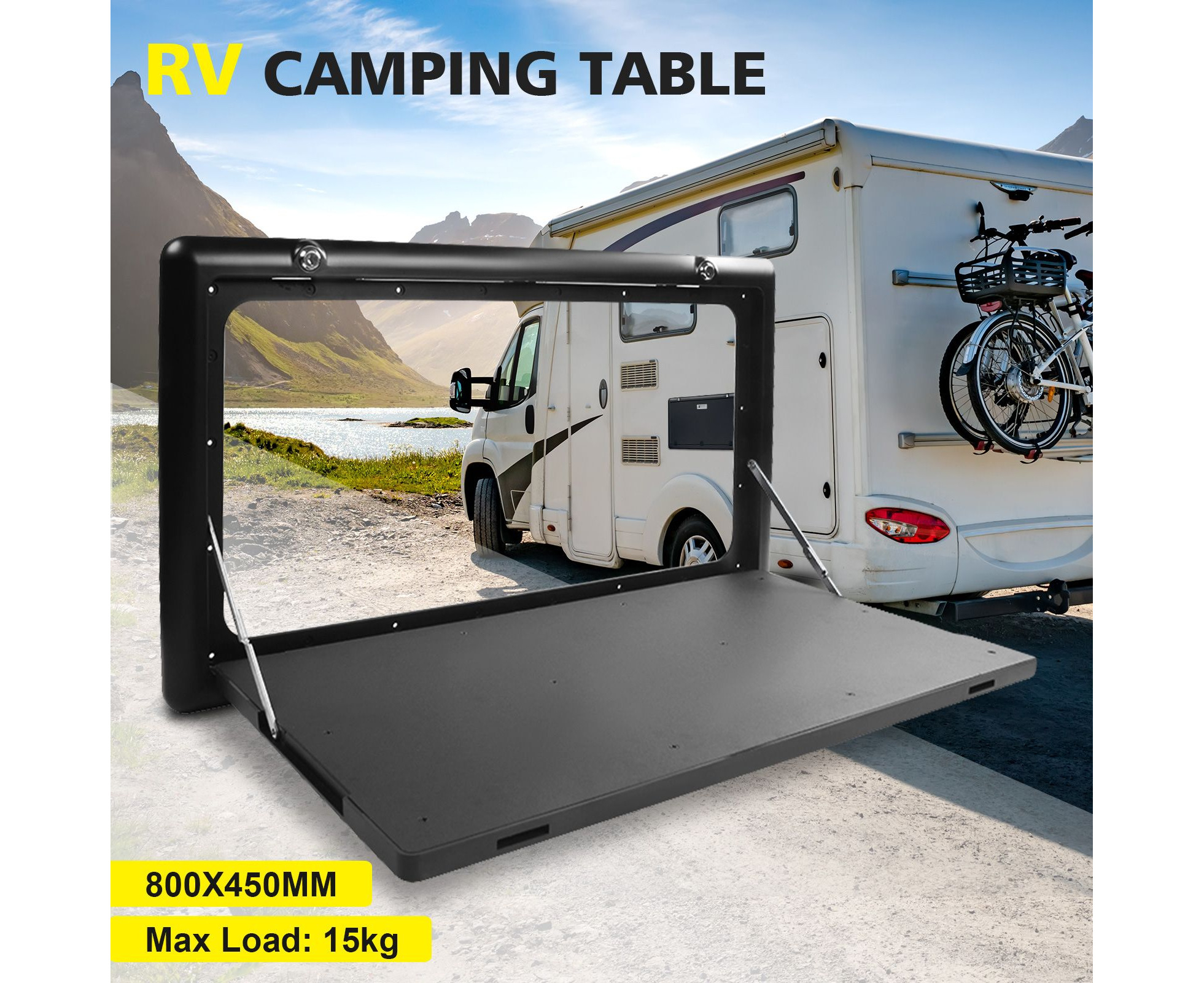 RV Wall Camping Table Camper Folding Picnic Caravan Exterior Mount ...