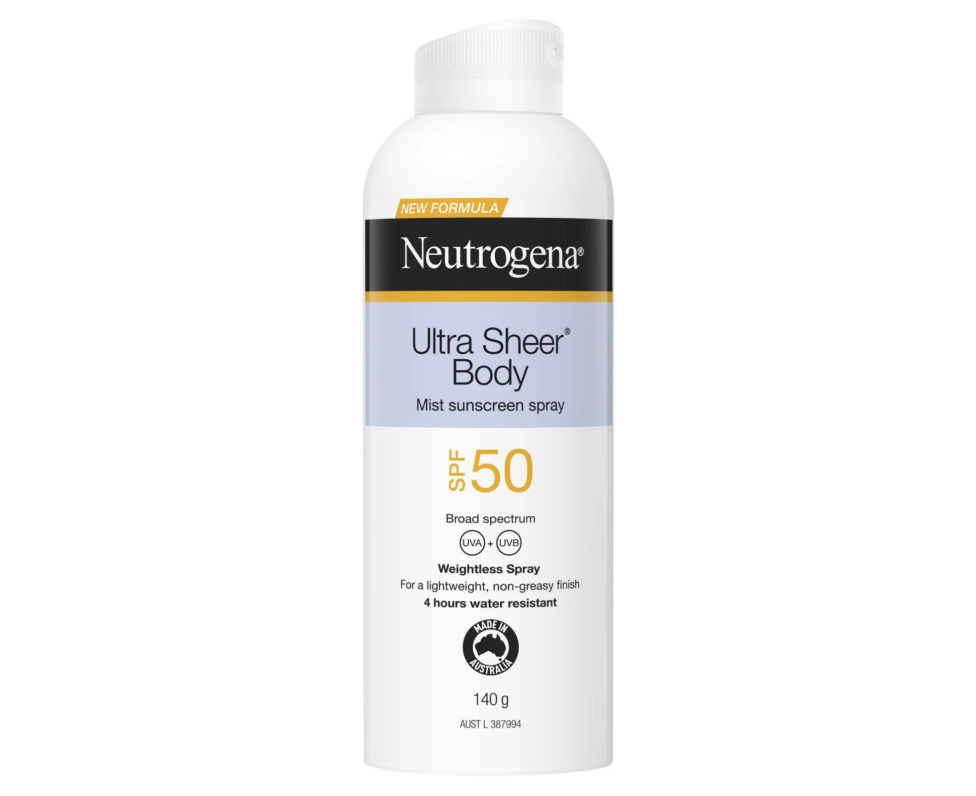 Neutrogena Ultra Sheer Body Mist sunscreen SPF50 140g