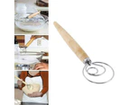 Stainless Steel Danish Dough Whisk with Wooden Handle Kitchen Baking Tools Special