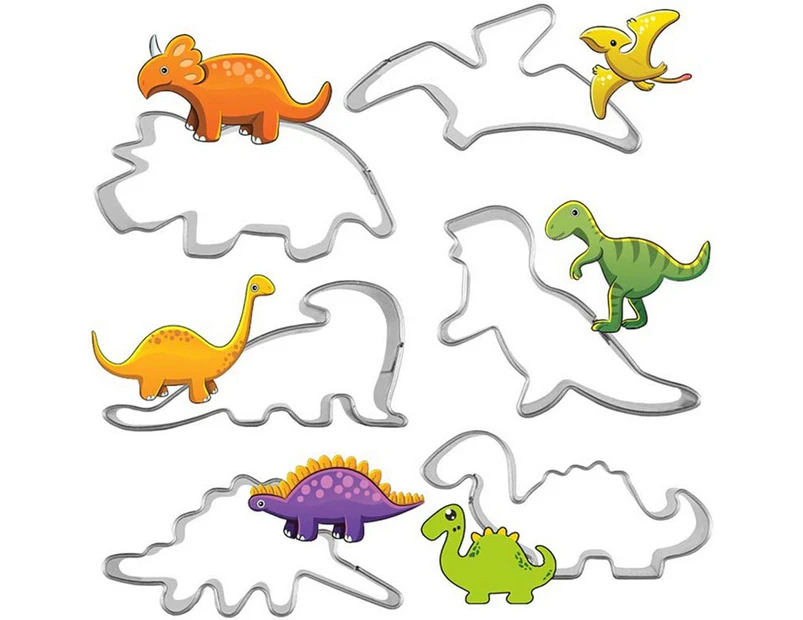 6 pieces stainless steel dinosaur cutter cookie cutter cookie cutter cookie cutter for cookies biscuits fondant
