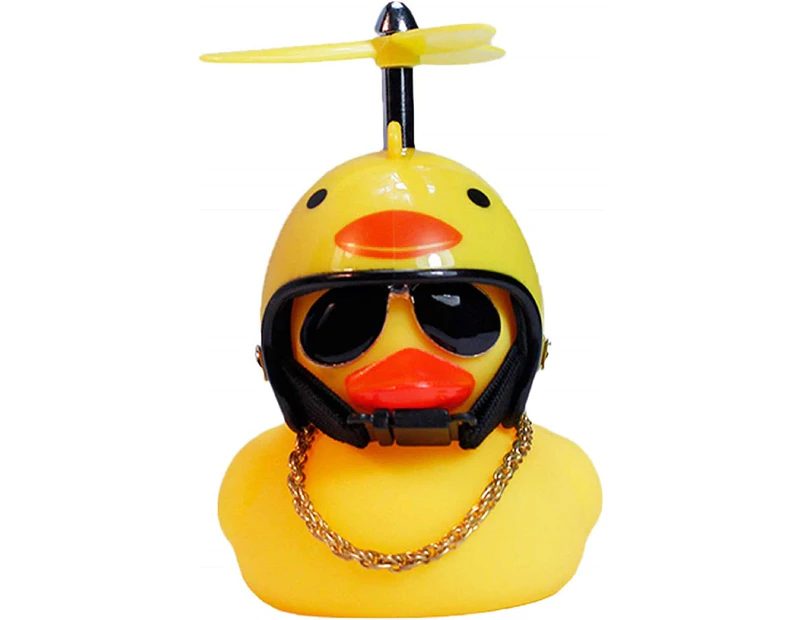 Rubber duck, cute, yellow windbreaking duck with propeller helmet, car ornaments, car dashboard decorations for adults, kids