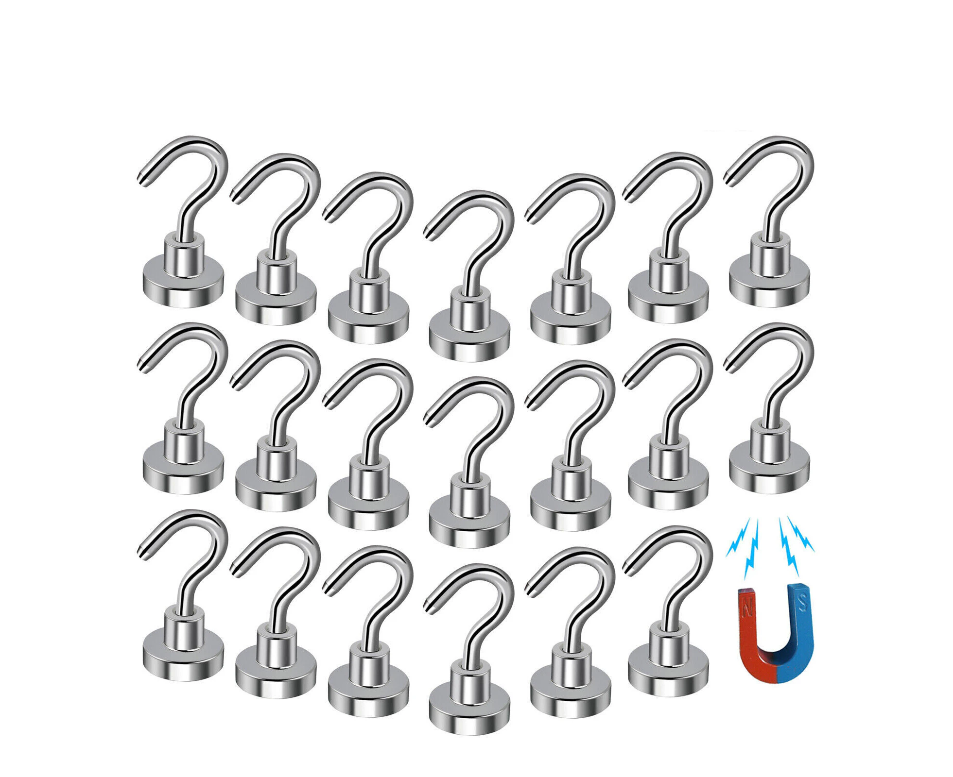 20Pcs Strong Magnetic Hanger Hooks Swivel Swing Holder Earth Neodymium