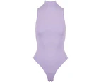 Womens Sleeveless Turtleneck Bodysuit - Lavender