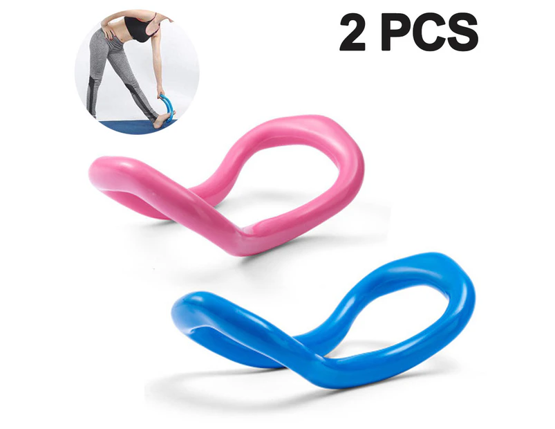 2 Pcs Flexible Yoga Ring Sold In Pairs. Great For Yoga, Mobility, Pilates, Pilates Ring Strength Training Equipment，Blue+Pink