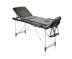 YES4HOMES Black 3 Fold Portable Aluminium Massage Table Massage Bed Beauty Therapy Black