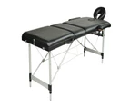 YES4HOMES Black 3 Fold Portable Aluminium Massage Table Massage Bed Beauty Therapy Black