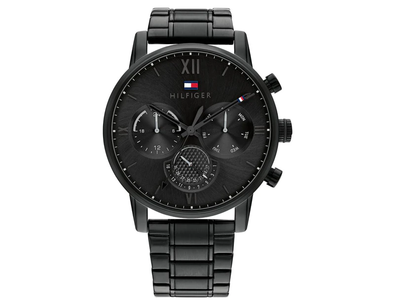 Tommy hilfiger black on sale metal watches