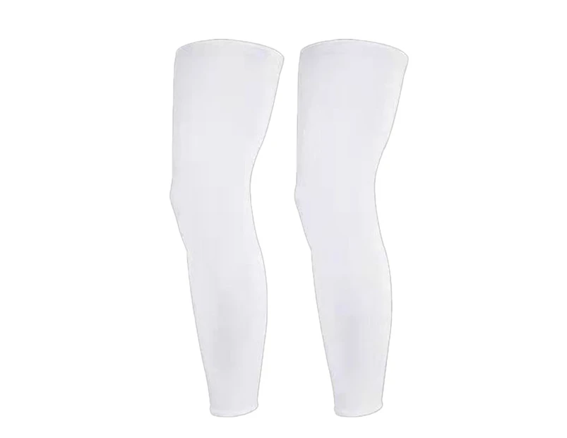 Leg cover sunscreen men and women cycling ice silk sleeve basketball knee pads - White