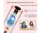 Automatic Curling Iron, Cordless Auto Hair Curler with 6 Temps & Timers, Portable Wireless Ceramic Barrel Wave Hair Curling Iron-Pink