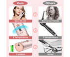 Automatic Curling Iron, Cordless Auto Hair Curler with 6 Temps & Timers, Portable Wireless Ceramic Barrel Wave Hair Curling Iron-Pink
