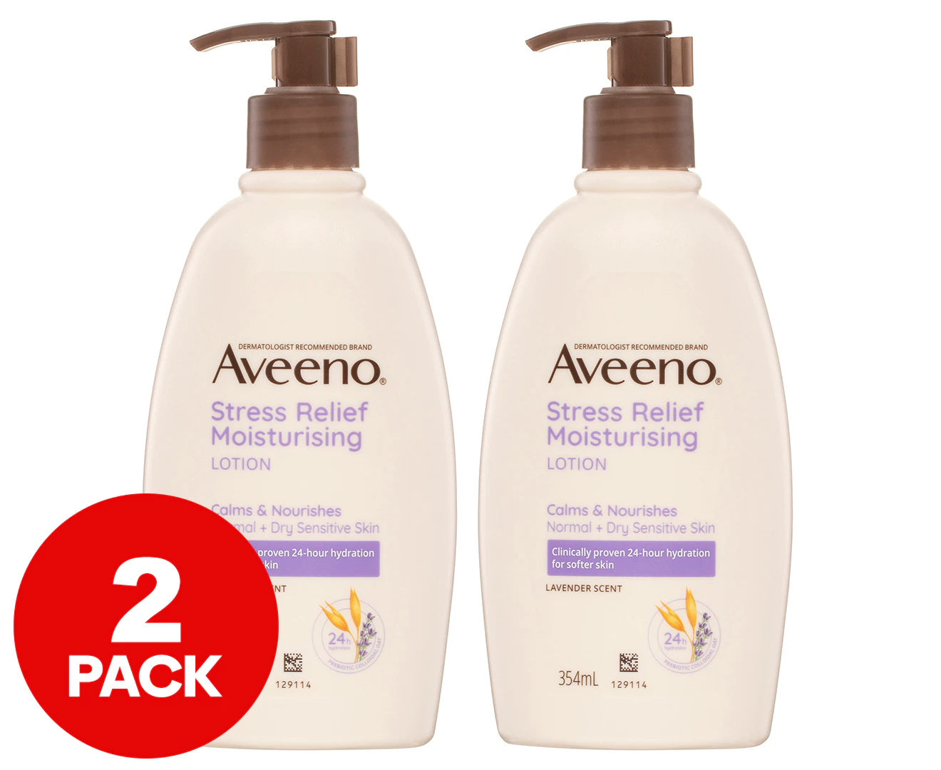 2 x Aveeno Stress Relief Moisturising Lotion 345mL