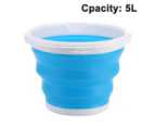 Collapsible Bucket with Handle Foldable Beach Toys Container, 5L Folding , Small Plastic Buckets - Blue