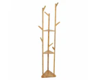 Simplistic Bamboo Free Standing Coat Rack Stand Hat Umbrella Hanger Hook Shelves