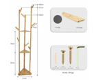Simplistic Bamboo Free Standing Coat Rack Stand Hat Umbrella Hanger Hook Shelves
