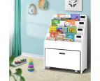 Keezi 4 Tiers Kids Bookshelf Storage Organiser Children Bookcase Drawers Display