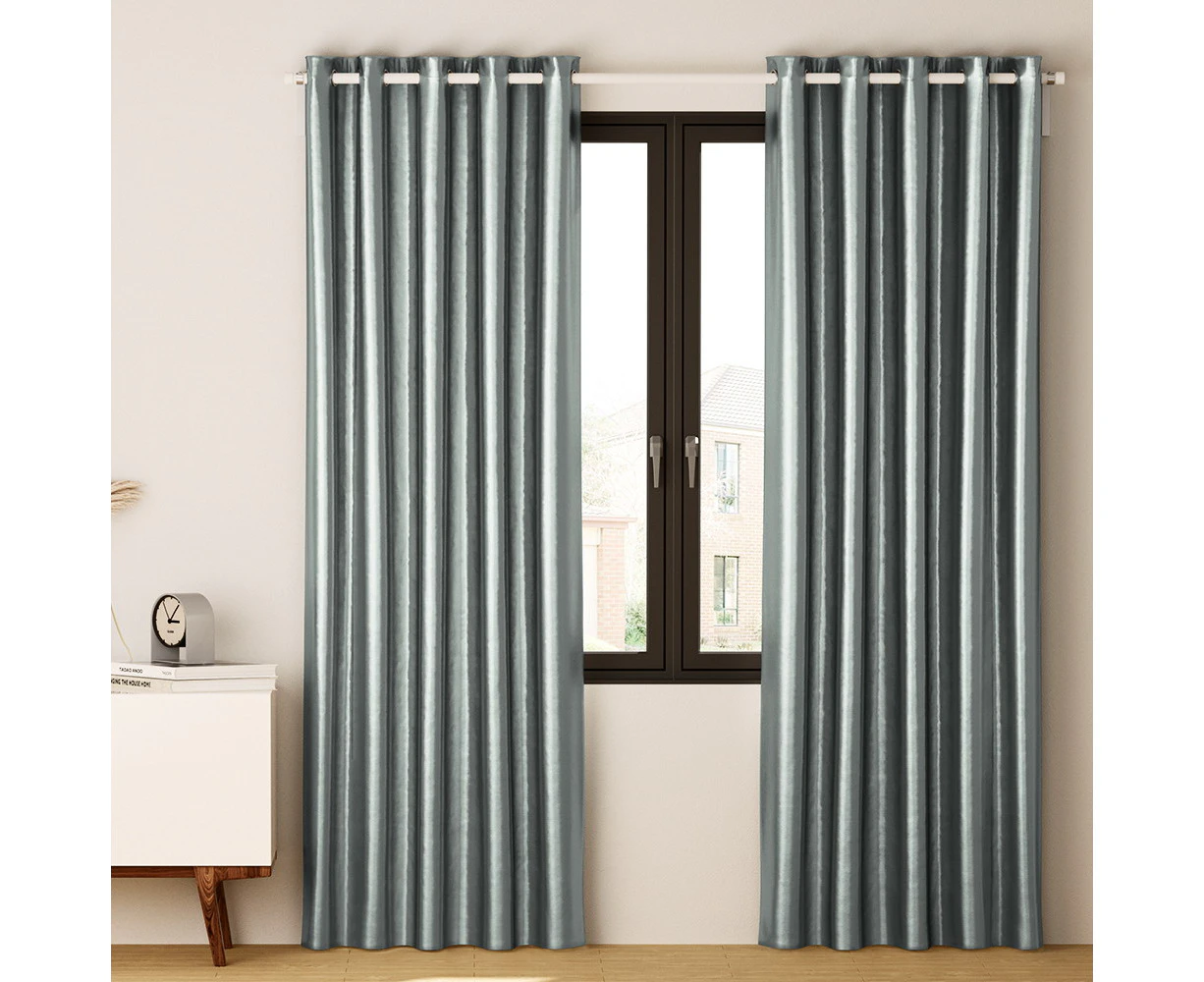 Artiss 2X Blockout Curtains Eyelet 140x230cm Grey Shine