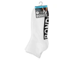 Bonds Men's Logo Quarter Crew Socks 3-Pack - White