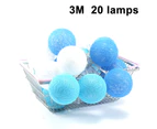 Cotton Ball String Lights,3M 20 LED Ball String Lights for Night Light Blue