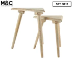 Set of 2 Maine & Crawford Peace Mango Wood Stools - White Wash