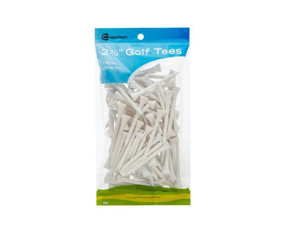 Golf Craft 2 3/4" Wooden White Golf Tees - 100 pack