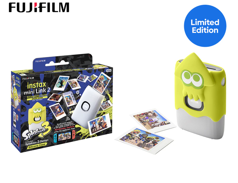 Fujifilm Instax Mini Link 2 Special Edition Smartphone Printer w/ Splatoon 3 Case - Clay White/Dark Grey/Multi