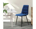 Levede 4x Dining Chairs Kitchen Velvet Chair Lounge Room Retro Padded Seat Blue