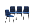 Levede 4x Dining Chairs Kitchen Velvet Chair Lounge Room Retro Padded Seat Blue