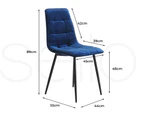 Levede 4x Dining Chairs Kitchen Velvet Chair Lounge Room Retro Padded Seat Blue