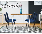 Levede 4x Dining Chairs Kitchen Velvet Chair Lounge Room Retro Padded Seat Blue