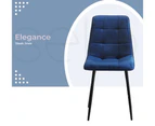 Levede 4x Dining Chairs Kitchen Velvet Chair Lounge Room Retro Padded Seat Blue