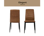 Levede 2x Dining Chairs Leathaire Kitchen Table Accent Chair Lounge Room Seat - Brown