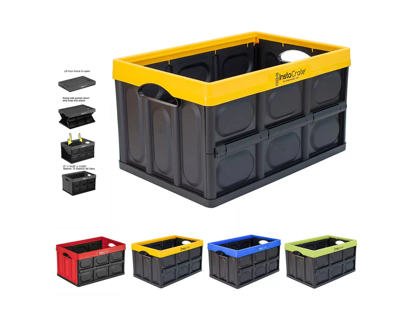 Archive Box 46L InstaCrate Collapsible Crate Car Storage Container folding AU - Yellow