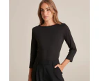 Isabel Boat Neck Top - Preview - Black