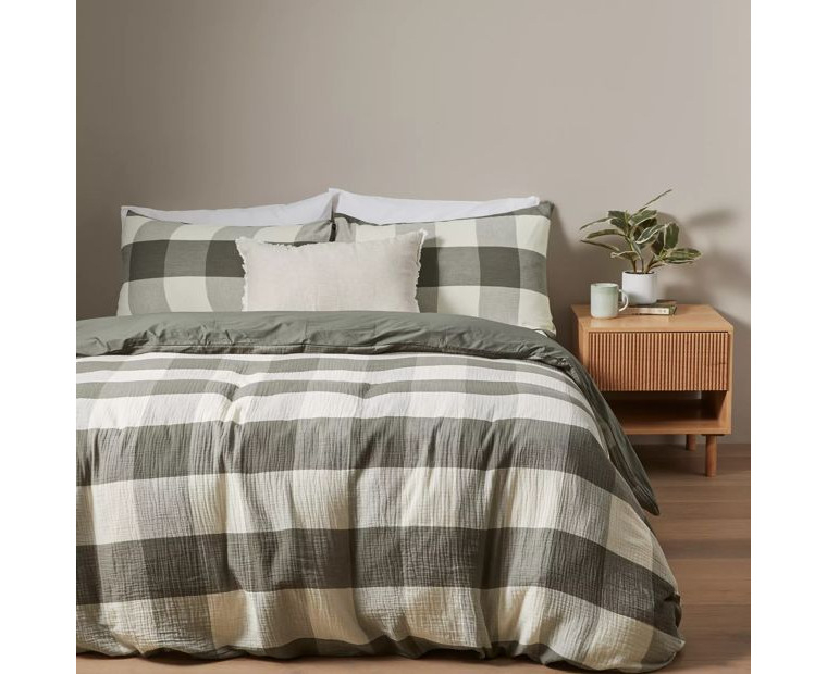 Target Caine Check Quilt Cover Set Green