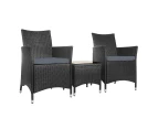 3pc Bistro Wicker Outdoor Furniture Set Black