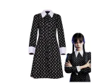 Wednesday Adams family Cosplay Black Dresses White Collar Costume Outfits