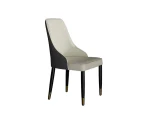 Hosea Leather Upholstered Dining Chair/Contemporary/Steel Legs/Beige