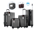 Luggage Suitcase Set 4 Piece Hard Shell Traveller Bag Carry On Rolling Trolley Checked TSA Lock Front Hook Lightweight Iron Grey