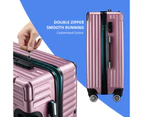 4 Piece Luggage Set Carry On Traveller Suitcases Hard Shell Rolling Trolley Checked Bag TSA Lock Front Hook Lightweight Rose Gold