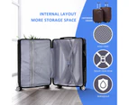 4 Piece Luggage Set Carry On Traveller Suitcases Hard Shell Rolling Trolley Checked Bag TSA Lock Front Hook Lightweight Black